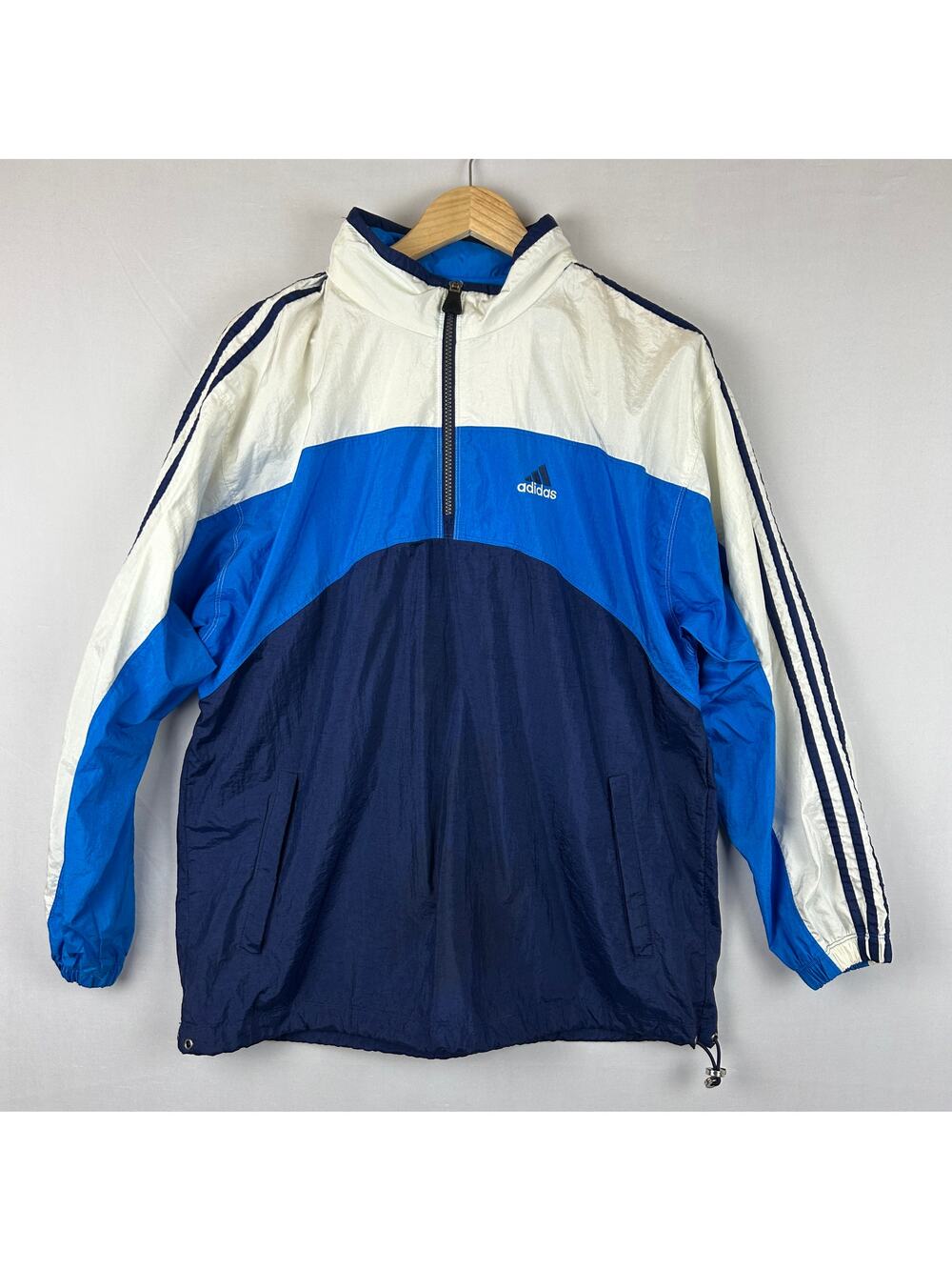 Adidas Windbreaker Pullover 1/2 Zip Jacket Nylon Vintage Blue 90s Men's Size M
